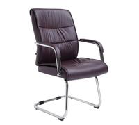 CLP Sedia Cantilever con Braccioli Sievert I Poltrona da Ufficio in Similpelle con Schienale I Sedia Ospiti in Metallo Cromato, Colore:Marrone