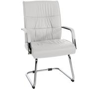 CLP Sedia Cantilever Con Braccioli Sievert I Poltrona Da Ufficio In Similpelle Con Schienale I Sedia Ospiti In Metallo Cromato, Colore:bianco
