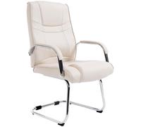 CLP Sedia Cantilever XXL Attila In Similpelle I Sedia Studio Con Imbottitura E Braccioli I Sedia Ufficio Conferenza, Colore:crema