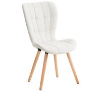 CLP Sedia Chic Sala Da Pranzo Elda In Similpelle I Sedia Design Salotto Imbottita E Trapuntata I Sedia Tavolo Gambe In Legno, Colore:bianco