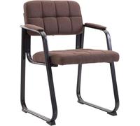 CLP Sedia con braccioli Canada B, sedia visitatore imbottita, struttura in metallo nero opaco, sedia da conferenza, sedia sala d attesa tessuto, Colore:marrone