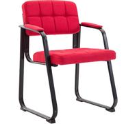 CLP Sedia con braccioli Canada B, sedia visitatore imbottita, struttura in metallo nero opaco, sedia da conferenza, sedia sala d attesa tessuto, Colore:rosso