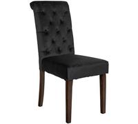 CLP Sedia Da Cucina Lisburn Design Chesterfield I Fodera Imbottita E Trapuntata In Velluto O Tessuto I Schienale Alto, Colore:nero, Materiale:Velluto