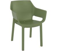 CLP Sedia da Giardino Dora ergonomica, Resistente alle intemperie e impilabile, Seduta in plastica, Supporta Fino a 120 kg, Colore:Oliva