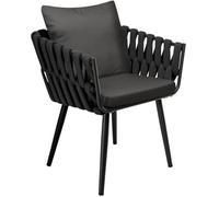 CLP Sedia da giardino effetto rattan Lombardia antracite con cuscino, braccioli e protezioni per pavimento, portata fino a 150kg Colore:antracite