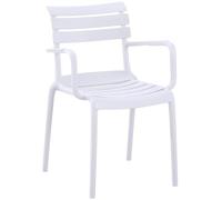 CLP Sedia da Giardino impilabile con braccioli Joliya, Sedia in plastica Resistente alle intemperie e ai Raggi UV, Portata Fino a 150 kg, Colore:Bianco