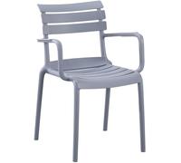 CLP Sedia da Giardino impilabile con braccioli Joliya, Sedia in plastica Resistente alle intemperie e ai Raggi UV, Portata Fino a 150 kg, Colore:Grigio