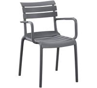 CLP Sedia da Giardino impilabile con braccioli Joliya, Sedia in plastica Resistente alle intemperie e ai Raggi UV, Portata Fino a 150 kg, Colore:Grigio Scuro