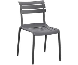 CLP Sedia da Giardino Kebren impilabile, Sedia impilabile in plastica Resistente alle intemperie e ai Raggi UV, Senza braccioli, Fino a 150 kg, Colore:Grigio Scuro