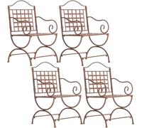 CLP Set Di 4 Sedie In Ferro Lotta In Stile Art Nouveau I Sedie Da Esterno Con Braccioli I Sedie Da Giardino, Colore:antico marrone