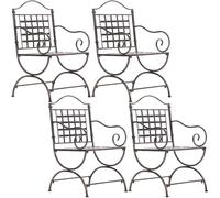 CLP Set Di 4 Sedie In Ferro Lotta In Stile Art Nouveau I Sedie Da Esterno Con Braccioli I Sedie Da Giardino, Colore:bronzo
