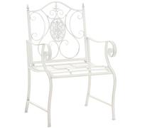 CLP Sedia da giardino Punjab in stile rustico, in ferro laccato, extra robusta, Colore:antico bianco