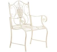 CLP Sedia Giardino Punjab in Ferro Laccato I Sedia Nostalgica Alto Schienale I Sedia Stile Rustico Esterno, Colore:Antico-Crema
