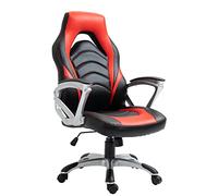 CLP Sedia da gioco per ufficio Foxton in ecopelle I Sedia da scrivania regolabile in altezza I Sedia girevole con braccioli imbottiti, Colore:nero/rosso