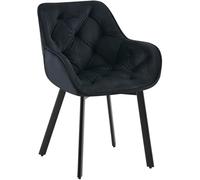 CLP Sedia da pranzo Antigo I Poltrona con rivestimento in velluto I Sedia girevole a 180°, Colore:nero