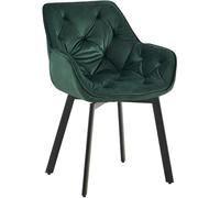 CLP Sedia da pranzo Antigo I Poltrona con rivestimento in velluto I Sedia girevole a 180°, Colore:verde