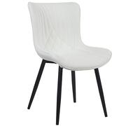 CLP Sedia da pranzo Brady I Velluto o ecopelle I Sedia da cucina con protezioni per il pavimento e rivestimento confortevole, Colore:bianco, Materiale:Ecopelle