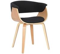 CLP Sedia da pranzo Bruce con rivestimento in tessuto, struttura in legno, nero elegante, per cucina o sala | Portata max 150 kg, Colore:nero, Colore del telaio:natura