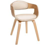 CLP Sedia da pranzo ergonomica Kingston, schienale imbottito, similpelle, legno, portata max 150 kg, Colore:natura/crema