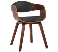 CLP Sedia da pranzo ergonomica Kingston, schienale imbottito, similpelle, legno, portata max 150 kg, Colore:noce/nero