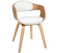 CLP Sedia da pranzo ergonomica Kingston, schienale imbottito, similpelle, legno, portata max 150 kg, Colore:natura/bianco