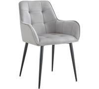 CLP Sedia da pranzo Ferndale con rivestimento in velluto I Poltrona imbottita I Poltrona con gambe in metallo per cucina o soggiorno, Colore:grigio chiaro