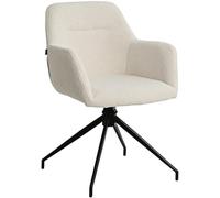 CLP Sedia da Pranzo Girevole Merlinda in Tessuto Teddy Morbido, con Braccioli e Rotazione a 360 Gradi, Stile e Comfort Moderno, Colore:Crema