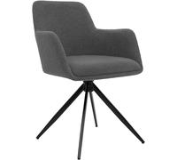 CLP Sedia da pranzo girevole Olema in tessuto Teddy, poltroncina orientabile a 180 gradi con braccioli e schienale, portata max 150 kg Colore:grigio