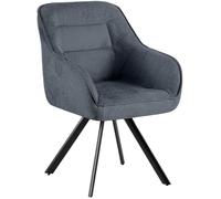CLP Sedia da pranzo girevole Pettuli, poltrona reclinabile a 180° con braccioli e schienale, sedia imbottita fino a 150 kg Colore:grigio scuro;Materiale:Stoffa