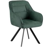 CLP Sedia da pranzo girevole Pettuli, poltrona reclinabile a 180° con braccioli e schienale, sedia imbottita fino a 150 kg, Colore:verde, Materiale:Stoffa