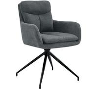 CLP Sedia da Pranzo Girevole Somers in Tessuto, Poltrona Girevole a 180° con bracciolo e Schienale, Sedia da Cucina Imbottita, Colore:Grigio Scuro