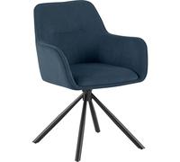CLP Sedia da pranzo girevole Tipton in velluto a coste, poltroncina con braccioli e schienale, rotazione 180°, portata 150 kg Colore:blu