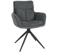 CLP Sedia da pranzo girevole Vilas in tessuto, poltrona girevole a 180° con braccioli e schienale, con protezioni per il pavimento, Colore:grigio scuro