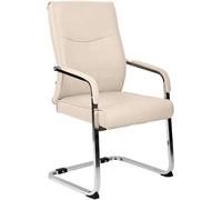 CLP Sedia da pranzo Hobart, ergonomica con braccioli, imbottita similpelle, struttura in metallo, sedia conferenza moderna Colore crema Materiale Ecopelle