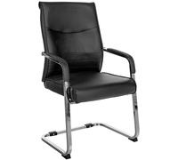 CLP Sedia da pranzo Hobart, ergonomica con braccioli, imbottita similpelle, struttura in metallo, sedia conferenza moderna, Colore:nero, Materiale:Ecopelle