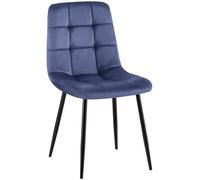 CLP Sedia da Pranzo Imbottita Antibes, Sedia da Cucina in Velluto con Schienale e Struttura in Metallo Nero, Portata 150 kg, Colore:Blu