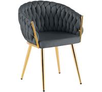 CLP Sedia da pranzo imbottita Molise, sedia cucina in velluto con schienale e struttura in acciaio oro, portata fino a 150 kg Colore:grigio scuro;Materiale:Velluto