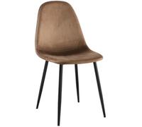 CLP Sedia da Pranzo Imbottita Napier, Sedia da Cucina con Schienale e Struttura in Metallo Nero, Sedia Imbottita Fino a 150 kg, Colore:Marrone, Materiale:Velluto