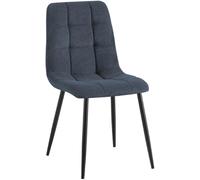 CLP Sedia da pranzo imbottita Tilde, sedia da cucina con schienale e struttura in metallo nero, portata fino a 150 kg | Colore blu Materiale Cordone