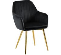 CLP Sedia da pranzo in velluto Cheryl, comoda poltrona con struttura robusta, portata massima 150 kg, Colore:nero, Colore del telaio: