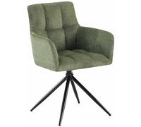CLP Sedia da pranzo Jonah I Sedia girevole imbottita con rivestimento in resistente tessuto Aragon I Meccanismo di rotazione a 180°, Colore:verde