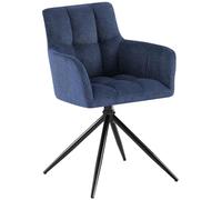 CLP Sedia da pranzo Jonah, poltroncina girevole con braccioli, rotazione automatica 180°, rivestimento in tessuto facile da pulire, Colore:blu scuro