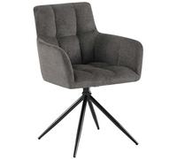 CLP Sedia da pranzo Jonah, poltroncina girevole con braccioli, rotazione automatica 180°, rivestimento in tessuto facile da pulire, Colore:grigio scuro