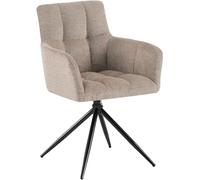CLP Sedia da pranzo Jonah, poltroncina girevole con braccioli, rotazione automatica 180°, rivestimento in tessuto facile da pulire, Colore:tortora