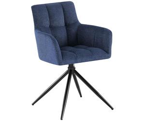 CLP Sedia da pranzo Jonah, poltroncina girevole con braccioli, rotazione automatica 180°, rivestimento in tessuto facile da pulire, Colore:blu scuro