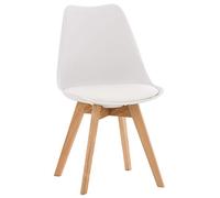 CLP Sedia da pranzo Linares Plastic I Tessuto I Velluto I Corda I Aspetto pelle I Poltrona con struttura in legno, Colore:bianco, Materiale:Plastica