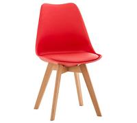 CLP Sedia da pranzo Linares Plastic I Tessuto I Velluto I Corda I Aspetto pelle I Poltrona con struttura in legno, Colore:rosso, Materiale:Plastica