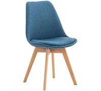CLP Sedia da pranzo Linares Plastic I Tessuto I Velluto I Corda I Aspetto pelle I Poltrona con struttura in legno, Colore:blu, Materiale:Stoffa