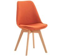 CLP Sedia da pranzo Linares Plastic I Tessuto I Velluto I Corda I Aspetto pelle I Poltrona con struttura in legno, Colore:arancione, Materiale:Stoffa