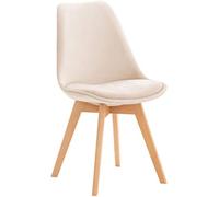 CLP Sedia da pranzo Linares Plastic I Tessuto I Velluto I Corda I Aspetto pelle I Poltrona con struttura in legno, Colore:beige, Materiale:Velluto